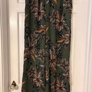 Floral Green Wide Leg Pants